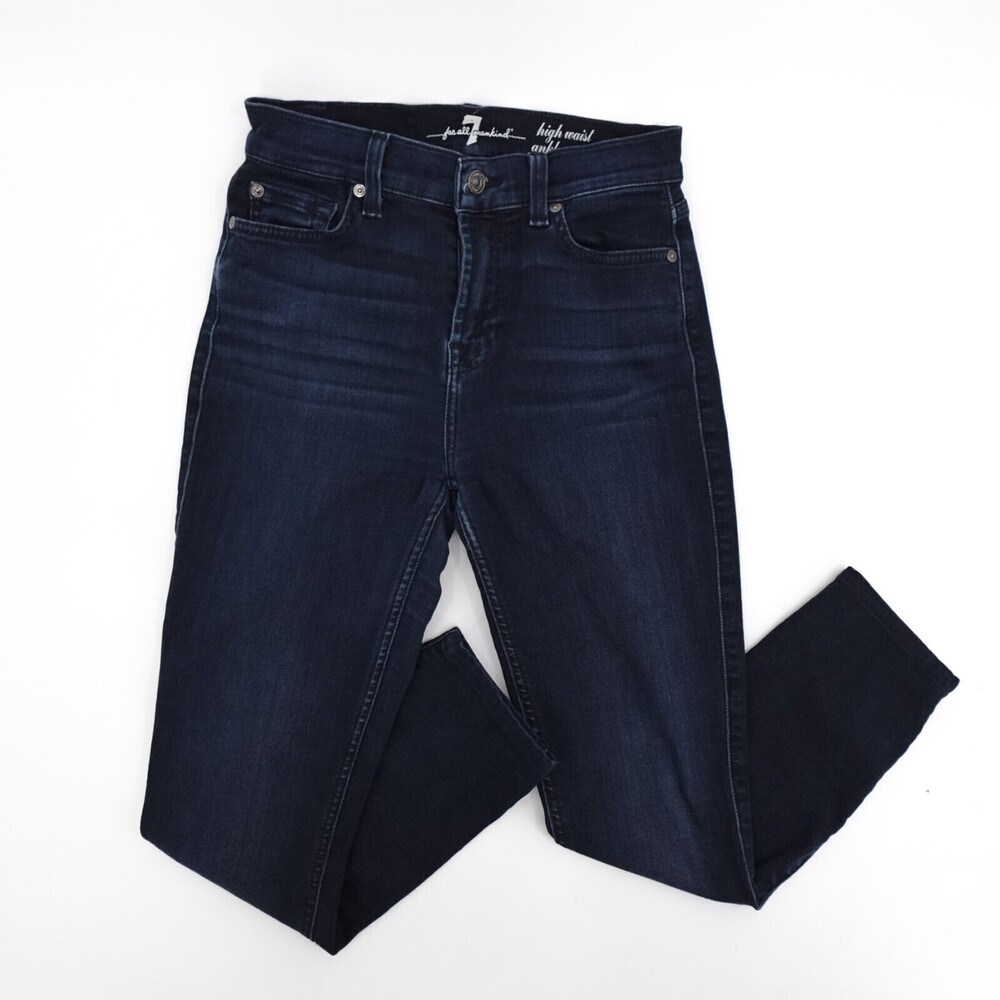 7 For All Mankind Jeans Womens 26 Blue High Waist Ankle Gwenevere Tapered Mid Ri